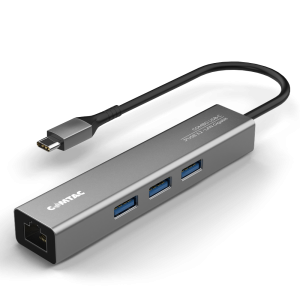 Combo USB-C com 3 Portas USB 3.2 Gen1 + LAN GIGAbit - Linha Aluminium Comtac